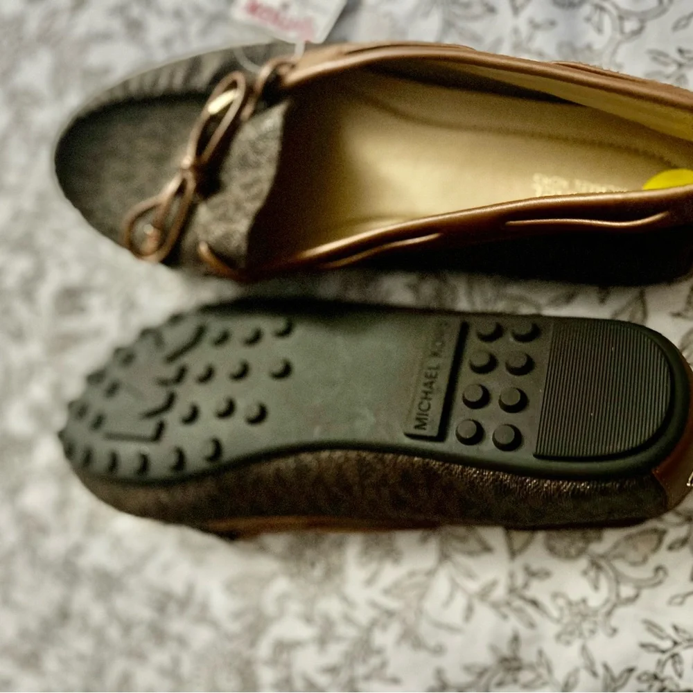 MICHAEL Michael Kors Brown and Gold Loafers - Picture 6 of 6